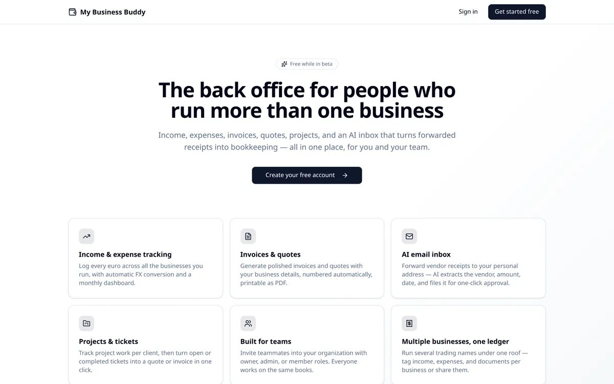Screenshot of My Business Buddy